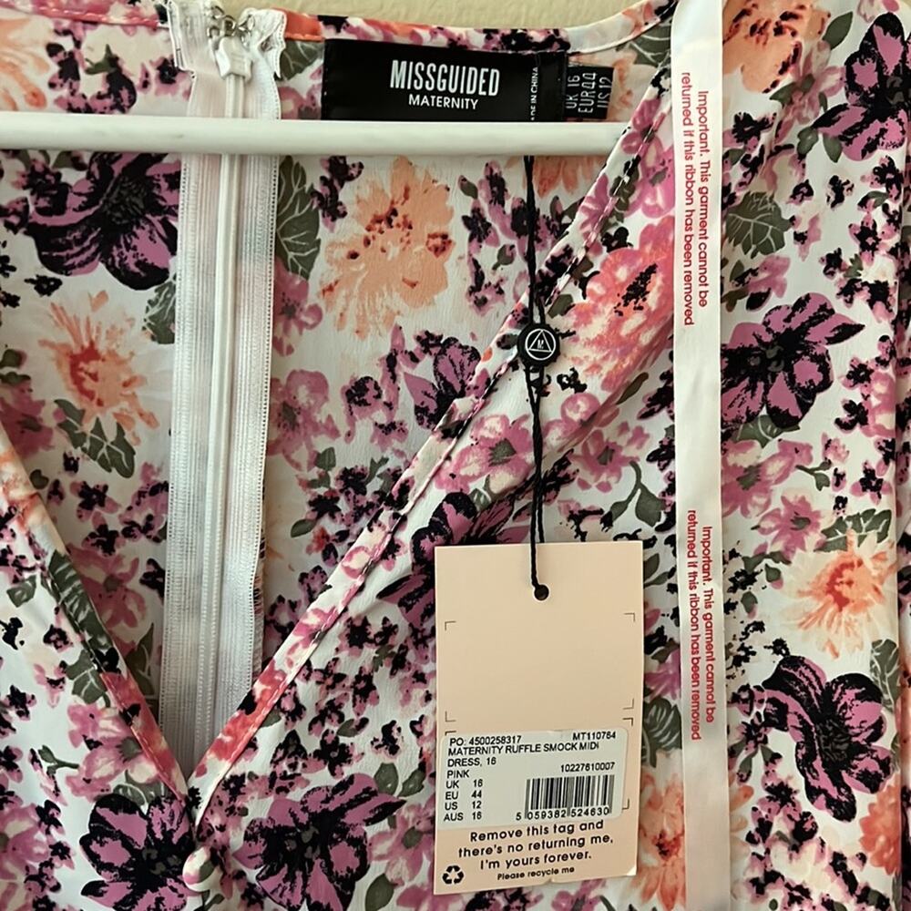 Missguided Maternity Smock Dress with Ruffle Detail Size 12 - Picture 3 of 9